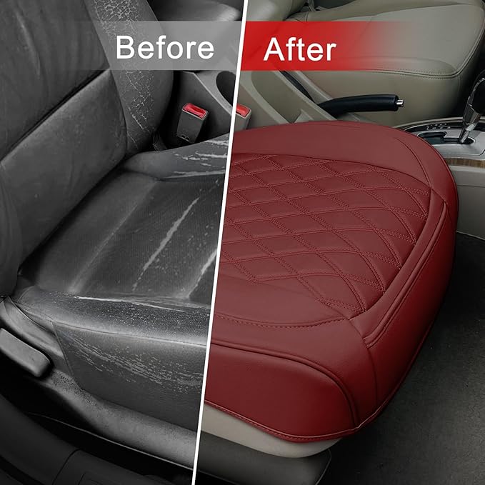 1 Pack Leather Front Car Seat Cover Bottom Car Seat, Anti-Slip and Full Wrap Driver Car Seat Protectors, Luxury Waterproof Bo