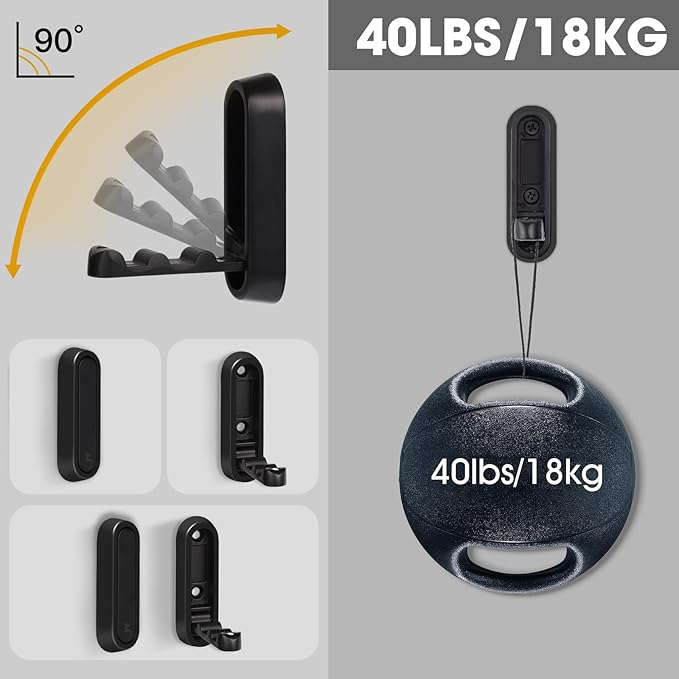 Dntorx Folding Coat Hooks, 6 Pcs Foldable Black Wall Hooks Heavy Duty Foldable Hook Bathroom Towel Hooks Robe Hooks Wall Moun