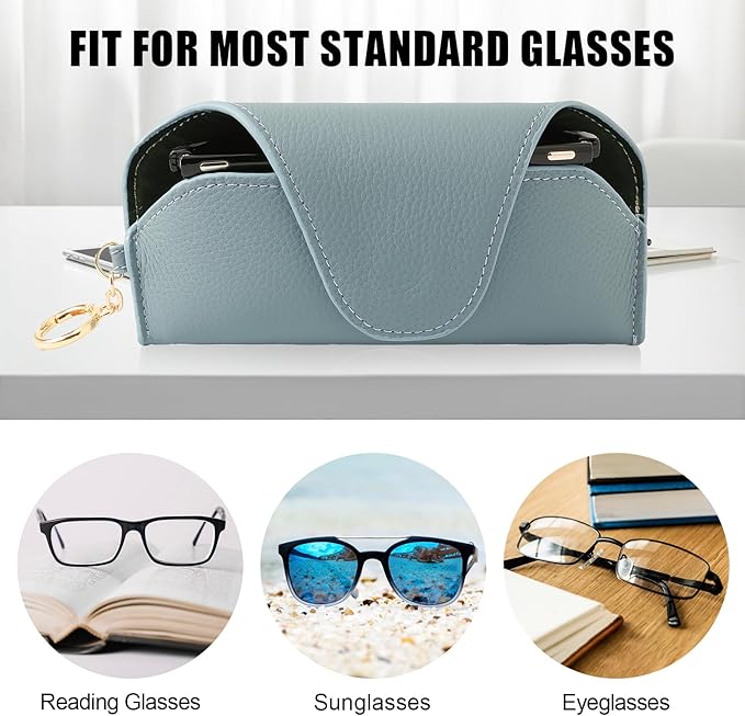 Magnetic Sunglass Holder for Car Visor, Travel Sunglasses Case with Clip for Purse, Eyeglasses Case