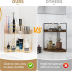 shuang qing Upgraded 2-Tier Corner Bathroom Countertop Organizer – Spacious Storage for Makeup, Skincare & Perfumes, Built-in