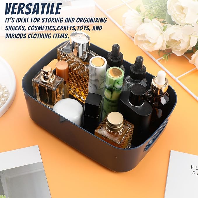 Zopeal Plastic Storage Bins 10 Pcs Blue Pantry Organizer Bins Small Baskets Storage Containers for Home Kitchen (8 x 5.7 x 3 