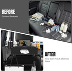 5-in-1 Car Back Seat Organizer and Storage with Extendable Cup Holder, Tissue Holder, Phone Holder, Hanging Hooks, Trash Bin, Back of Seat Car Headrest Organization Accessories for Women Man