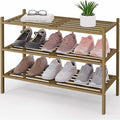 Smiry Bamboo Shoe Rack 3-Tier, Stackable Wooden Shoe Organizer for Entryway & Closet, Free Standing Wood Shoe Storage Shelf f