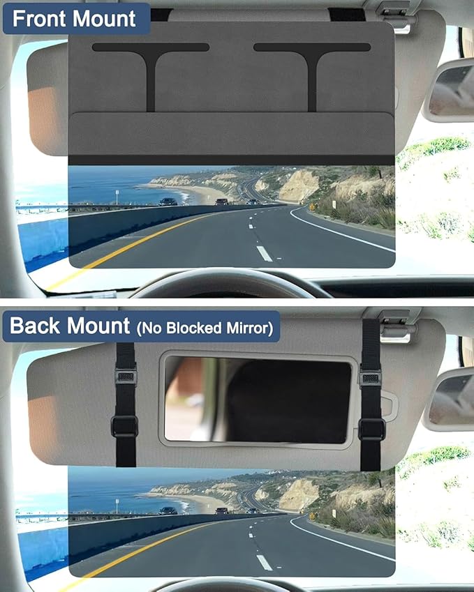 Car Visor Extender Sun Bblocker，Upgraded UV400 Car Sun Visor Extension with PC Lens and Side Sunshade,Filter UV，Safe Ddriving.Universal for SUV, Family Automotive, Gray
