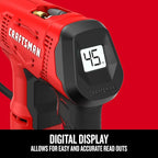 CRAFTSMAN V20 Air Compressor Portable, Cordless Tire Inflator, Up To 150 PSI Tire Pump, with Digital Pressure Gauge, Tool Only (CMCE521B)