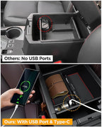 CarQiWireless Center Console Organizer Tray for Toyota 4Runner 2010-2020 2021 2022 2023 2024 5th Gen 4 Runner Accessories with USB Port Insert Armrest Box Secondary Storage Coin Change Holder Black