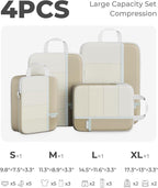 Percover Compression Packing Cubes 4-Piece Set, Packing Cubes Compression for Travel with Label Pockets, Travel Organizer for