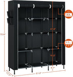 CASAMAYA Portable Closet, 51.2 Inch Large Capacity Wardrobe Closet with Cover, Clothes Storage Organizer with Shelves and 3 H