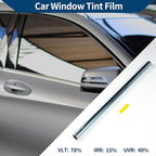 Car Window Tint Film Window Privacy Film Car Carbon 2PLY PET 9.84 ft x 29.92 Inch 1 Pc Light Blue VLT 78% IRR 15% UVR 40%