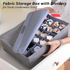 AARAINBOW 4 Packs Underwear Socks Ties Storage Organizer with Lids Foldable Closet Drawer Organizer 120 Cells, Fabric Wardrob