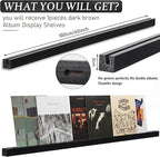 Pinkunn 3 Pcs 40 Inches Vinyl Wall Mount Record Display Shelf, Extra Long Wood Vinyl Record Holder, Album Display Holder Floa