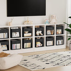DIMJ Cube Bins, 6 Packs Fabric Storage Cubes with Clear Window, Storage Bins with Handles, Storage Baskets for Organizing Liv