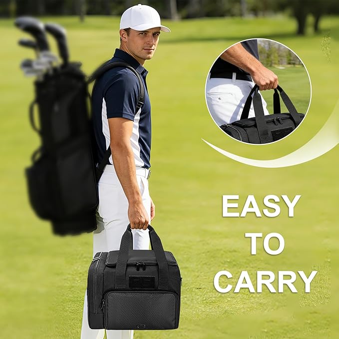 DSLEAF Small Golf Trunk Organizer Bag for Men & Women, Golf Car Locker with Bottom Shoe Space for A Pair of Shoes, Multiple