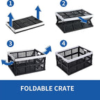 Aebeky 3-Pack Plastic Collapsible Storage Crates-30L,Foldable Plastic Crates for Storage (Black+Gray)