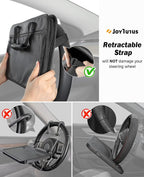 JOYTUTUS 3 in 1 Steering Wheel Eating Tray Upgraded(16.1 * 10 inch), Car Back Seat Laptop Desk, Multifunctional Car Office Bag, Car Work Table for Writing, Car Organizer for Kids, Commuters, Family