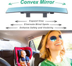 Rear View Mirror for Car,11.8" Convex Panoramic Wide Angel View Mirrors Extender,Blue Tint Anti Glare,Universal Clip on Interior Rearview Mirror for Truck Car and SUV (Blue)
