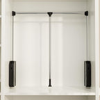Pull Down Closet Rod, Adjustable 33-45 Inches Soft-Close Wardrobe Rail, Two-way Buffering Stainless Steel Back Mounted Organi