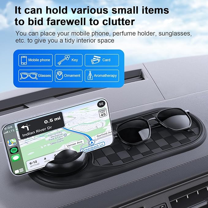 Multifunction Car Anti-Slip Mat, Rotatable Car Anti Slip Mat Phone Holder, Multifunctional Dashboard Mobile Phone Holder with
