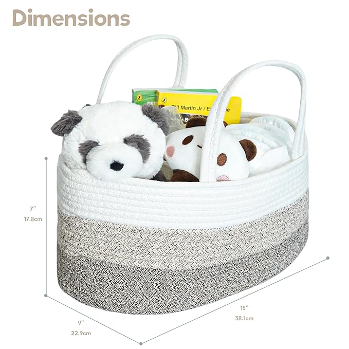 luxury little Diaper Caddy Organizer, Large Cotton Rope Nursery Baby Basket, Changing Table Organizer for Baby Diaper Storage