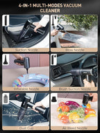 aokway Car Vacuum Portable Cordless 15000PA Powerful Suction, 7500mAh, 4-in-1, High Power Mini Vacuum Cleaner for Car, Home, 