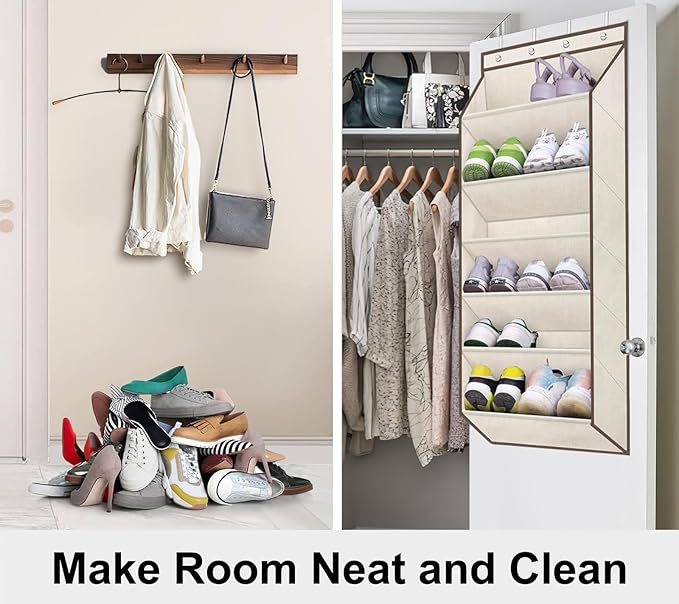 SLEEPING LAMB Shoe Rack for Door, Kids Door Shoe Organizer for Closet hanger, Narrow Hanging Sneaker Storage with Large Deep 