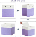FinishingBo 13 x 13 Inch Fine Linen Storage Bins with Handles，Fabric Cube Boxs，Basket Organizers for Shelves for Home, Closet