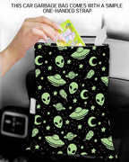 Car Garbage Can, Hanging Car Trash Can Bag for Vehicle, Cute Car Back Seat Organizer, Cute Green Alien