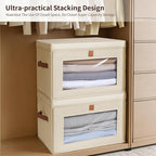 Homsorout Large Closet Storage Organizer - Clothes Storage Bins with Handles & Window, Collapsible Decorative Boxes with Lids