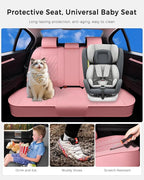 Huidasource Pink Rear Seat Covers, Nappa Leather Back Seat Covers Velcro Adjustable, Compatible with Armrests, Seat Belts, Ch
