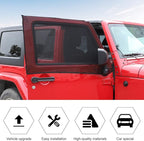Front Window Sun Shade Covers Elasticized Breathable Mesh Car Side Window Screens Net UV Protection Sunshade for Jeep Wrangler TJ JK JL & Gladiator JT 1997-2024,2PCS