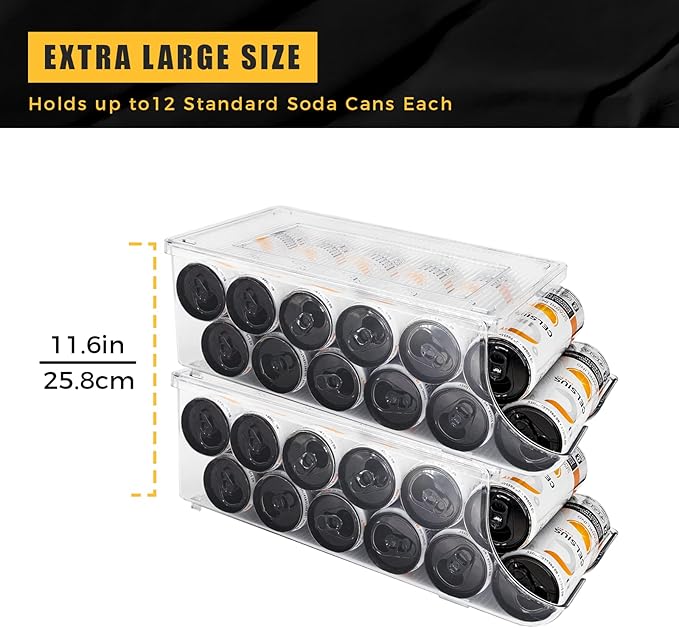 2 Pack Soda Can Organizer & 2 Pack Skinny Can Organizer for Refrigerator