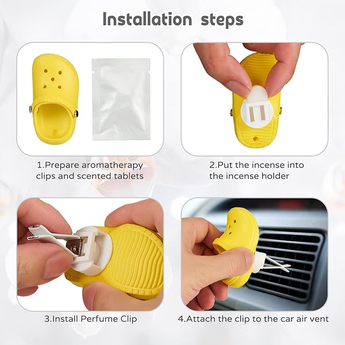 4 Pack Cute Shoe Air Vent Clips with 4PCS Refills Solid Car Air Freshener Air Conditioning Outlet Clips Car Dashboard Perfume