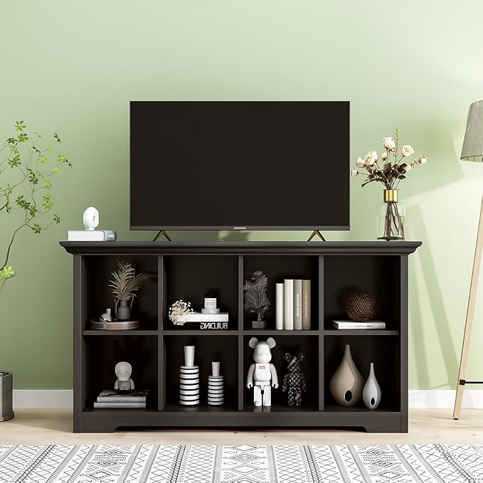 OSCHF Cube Shelf Bookcase with Base - Wooden 2 Tiers Floor Standing Low Storage Cabinet for Home and Office, 8-Cube Lattice B