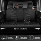 CAR PASS 5 Seats Piping Luxury Faux Leather Seat Covers Full Set, Anti-Slip Waterproof Seat Covers Compatible with Front Armr