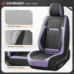 Coverado Car Seat Covers Front Seats, Seat Covers for Cars, Car Seat Protector, 2-Pack Car Seat Cushion Nappa Leather, Waterp