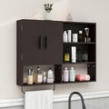 Medicine Cabinet, Wooden Bathroom Wall Cabinet with 2 Doors, Adjustable Shelves & Towel Bar, Over Toilet Storage Cabinet Wall