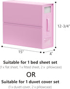 SUOCO SheetCube Bed Sheet Organizers and Storage 4 Pack, Foldable Linen Closet Organizer with Window and Label, Bedding Folde