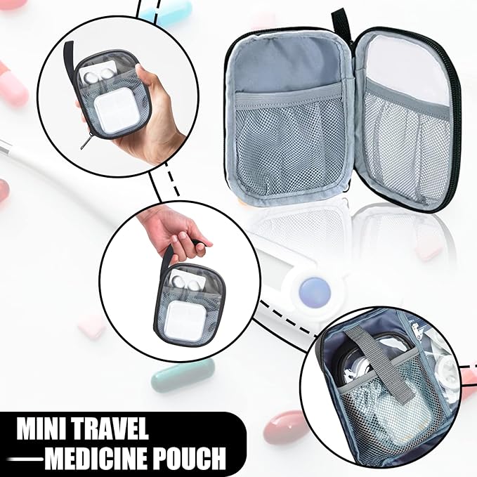 GDNasist Medicine Storage Bag, Medical Bag Pill Bottle Organizer for Emergency, Medicine Box Empty with Small Portable Pouch,