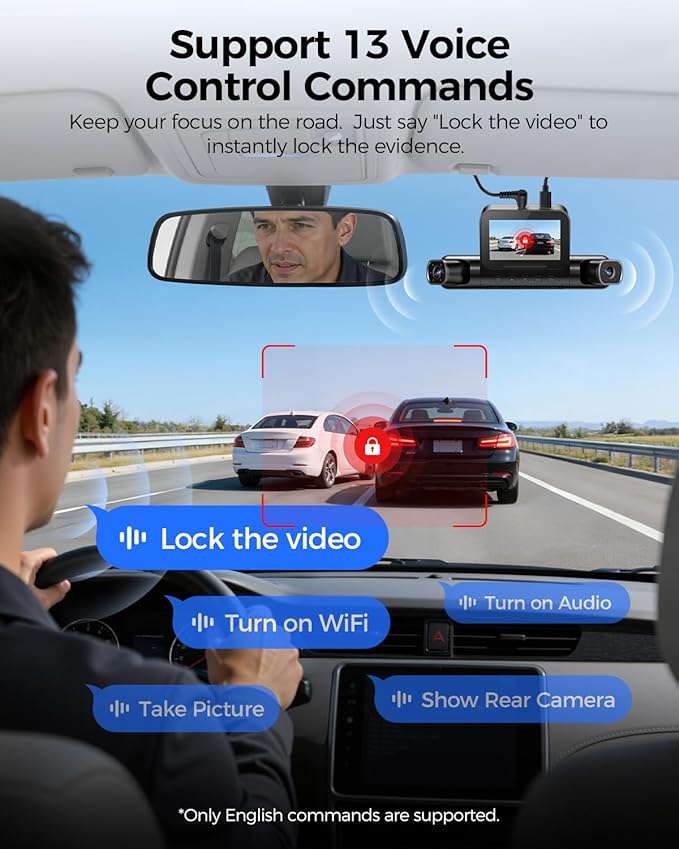 AZDOME 360° 4 Channel Dash Cam Front and Rear Inside, Built-in 128GB eMMC, 2K+1080P*3 Dashcam, Left Right, Voice Control, 5G 
