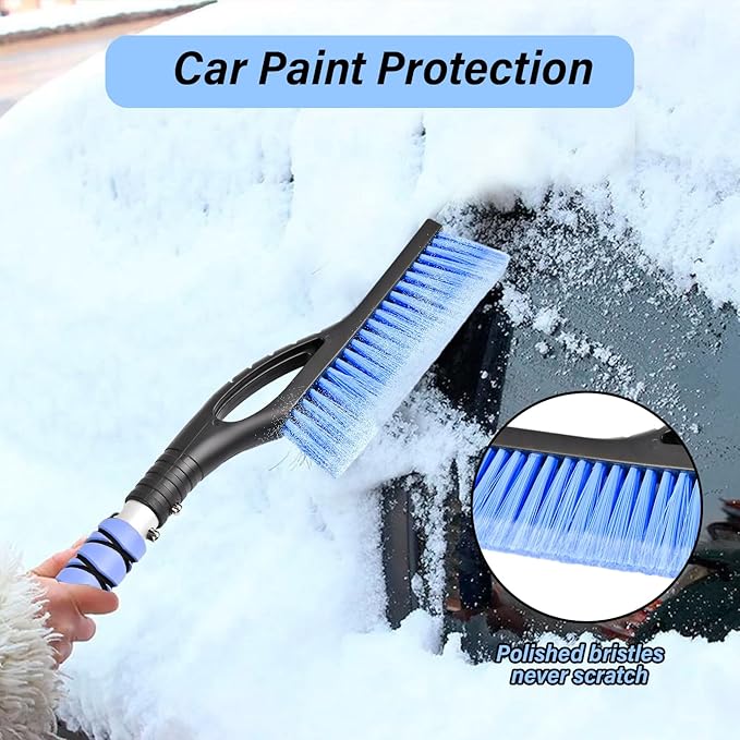 27" Snow Brush and Ice Scrapers Detachable Pivoting, Soft Bristle Head,Foam Grip, for Car,Trucks,or SUV Window & Windshield Tool (1pcs)