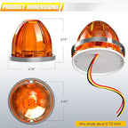 BJZ 6Pcs Amber Watermelon LED Strobe+Constant Marker Lights Dual Function Watermelon-shaped Side Marker Clearance Tail Top Cap Roof Lights for Trailer Truck Semi-trailer Heavy-duty Truck Bus Van