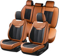 Coverado Car Seat Covers Full Set, Breathable Nappa Leather Seat Covers for Cars, Automotive Seat Covers, Waterproof Front an
