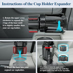 Car Cup Holder Expander, Cup Holder Extender Adapter with Expandable Arm and Adjustable Base, Compatible with Yeti Ramblers, 