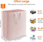 Lifewit 2 Pack Laundry Basket 100L Each, Collapsible Clothes Hamper with Reinforced Handles, Freestanding Waterproof Design f