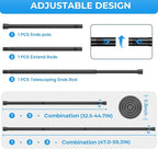 4PCS Tension Curtain Rod 33 to 59 Inch,Black Short Curtain Rods No Drilling,Loaded Expandable Spring Curtain Rods for Windows