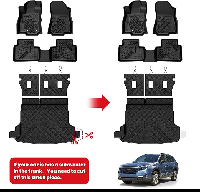 LASFIT Floor Mats & Seatback & Cargo Mats for Subaru Forester 2025-2026 (Not Fit Hybrid & 2025 Wilderness), All Weather TPE Custom Fit Floor Liners for Forester 2025-2026 Gas Backrest and Trunk Mat