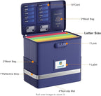Fireproof File Box with Lock, Document Box Storage Organizer, Suitable for Hanging File Folders in Letter Size, Collapsible F