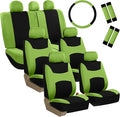 FH Group Light & Breezy Cloth Car Seat Covers, 7 Seater Three Row Set- Airbag & Split Ready -Universal for Cars Trucks and SU