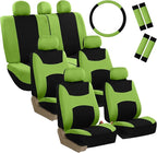 FH Group Light & Breezy Cloth Car Seat Covers, 7 Seater Three Row Set- Airbag & Split Ready -Universal for Cars Trucks and SU