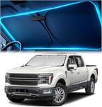 Windshield Sun Shade for Ford F-150 2021 2022 2023 2024 2025 2026 – Custom Fit Sun Shield with Mirror Cut‑Out, Blocks Heat & UV, Foldable with Storage Pouch - Ford F-150 Windshield Sunshade